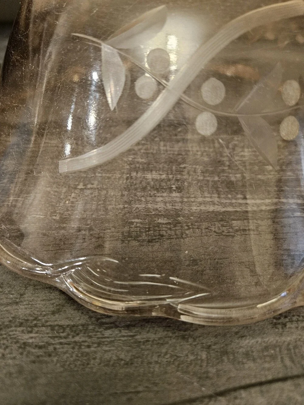 Vtg Pink Etched Floral Depression Glass Centerpiece Bowl